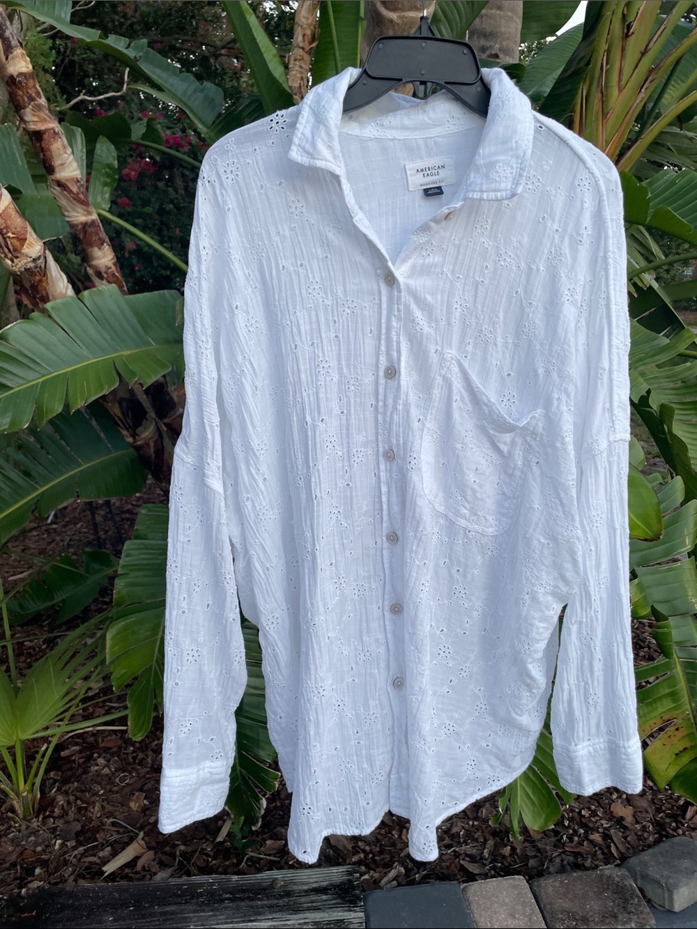 eyelet lace oversized blouse by American Eagle